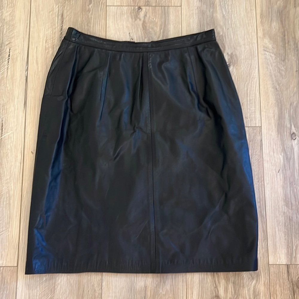 Vintage c.j. todd black leather pencil skirt -Size 7/8